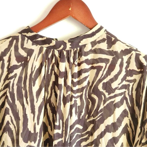 Bl-nk London Anthropologie Arely Blouse Animal Zebra Print Brown Beige Size XS - Picture 7 of 8